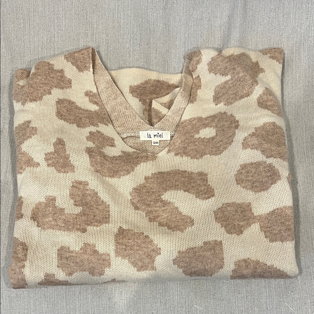 BUNDLE ** LA MIEL Women's V-Neck Cream and Tan Sweater, CREAM sweater vest